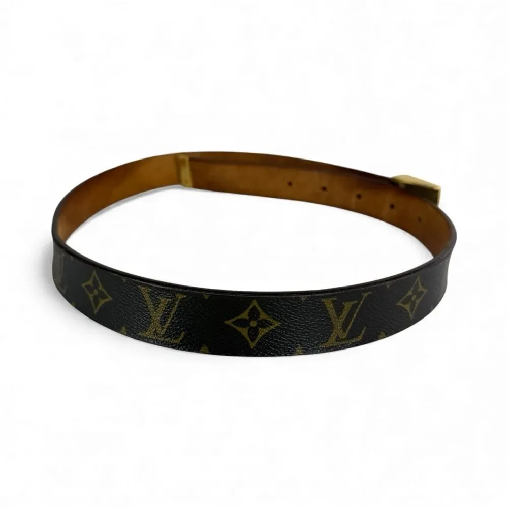 LOUIS VUITTON Gold and Brown LV Monogram Women's Belt